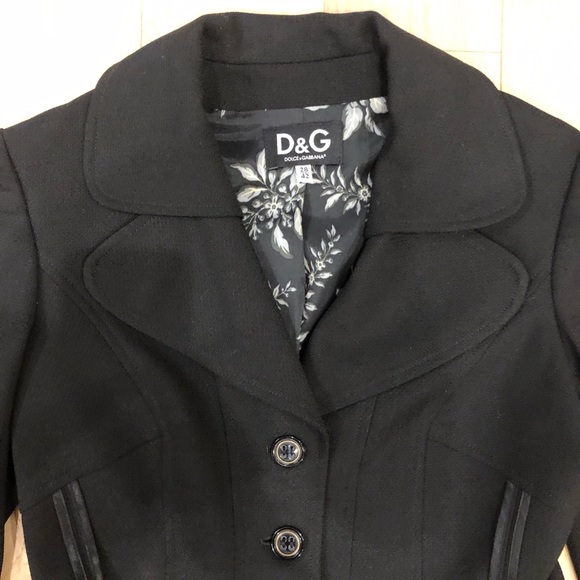 D&G Black Notched Collar Fitted Button Up Blazer SZ 42 4 6 - Picture 4 of 17